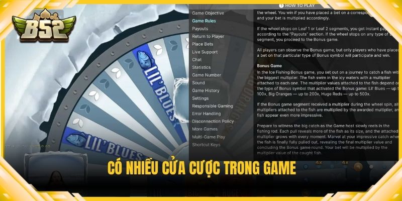 Có nhiều cửa cược trong game