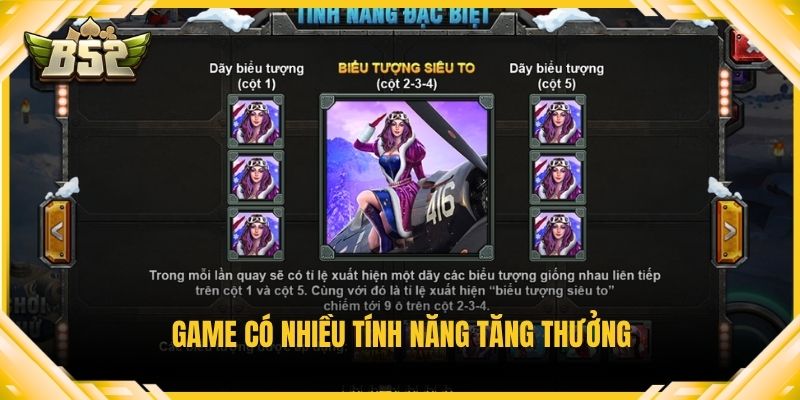 Game có nhiều tính năng tăng thưởng