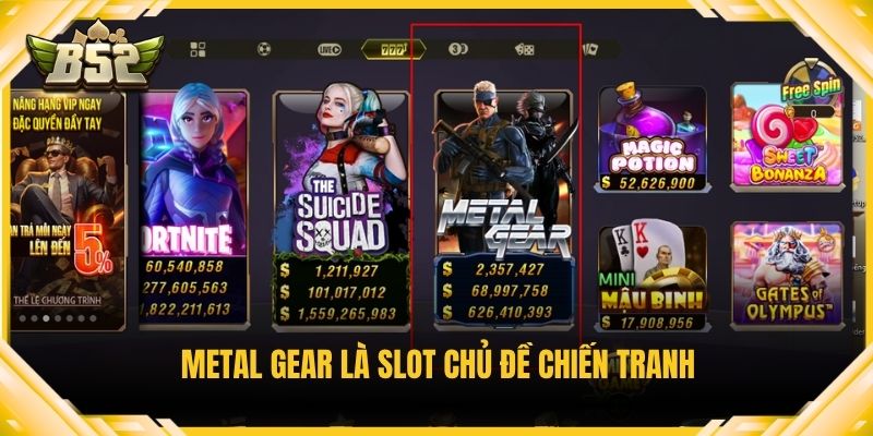 Metal Gear là slot chủ đề chiến tranh